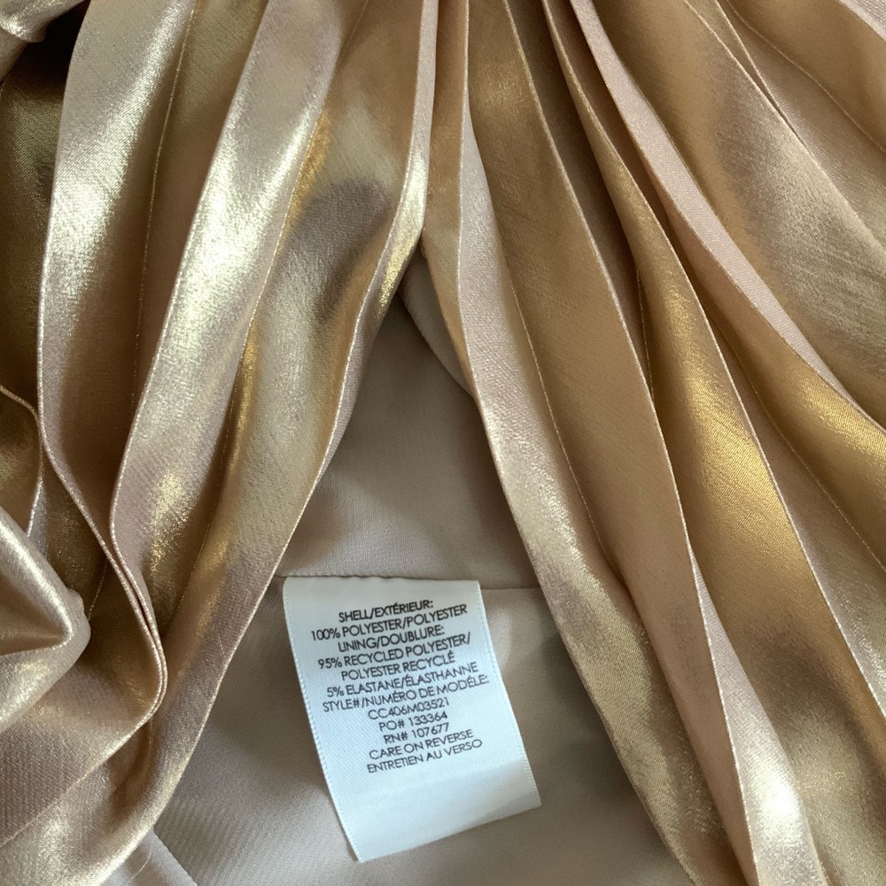 Alice + Olivia Tresa Pleated Gold Maxi Dress Size 12 New with Tags - Picture 8 of 10